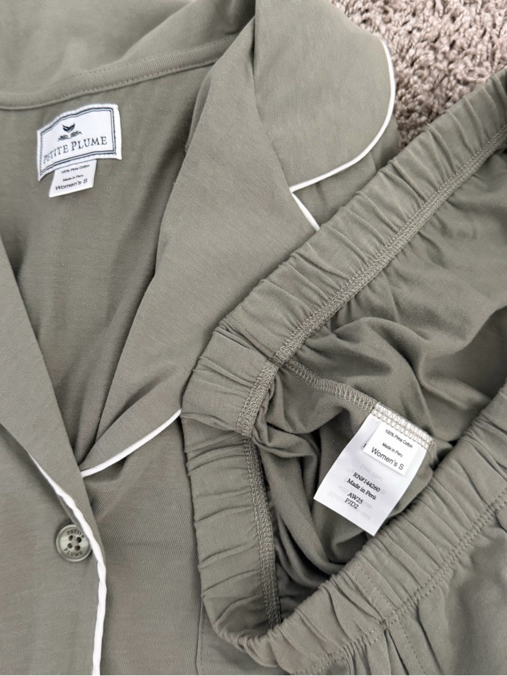 Petite Plume Pima Pajama Set in Sage - Picture 3 of 4